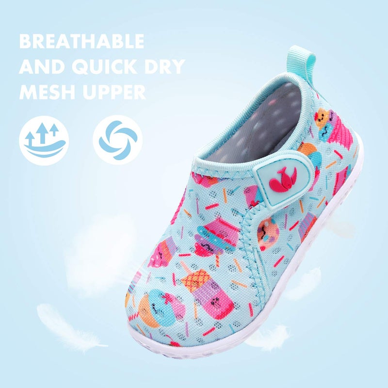 FEETCITY Baby Boys & Girls Water Shoes Beach Quick Dry Swim Barefoot Aqua Socks Outdoor Athletic Pool Shoe Ice Cream 12-18 Months Infant - Image 5